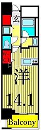 ロイヤルパークスタワー南千住 1Kの間取図画像