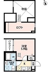 JR東海道本線 尾頭橋駅 徒歩9分の賃貸アパート 2階1Kの間取り