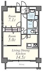 名古屋市営東山線 新栄町駅 徒歩12分の賃貸マンション 12階2LDKの間取り