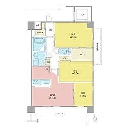 名古屋市営鶴舞線 大須観音駅 徒歩10分の賃貸マンション 2階3LDKの間取り