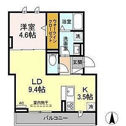 クオーレ 1LDKの間取図画像