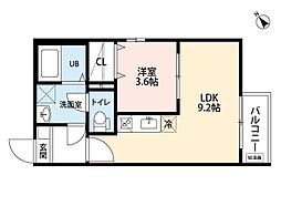 幸鶴邸 1LDKの間取図画像