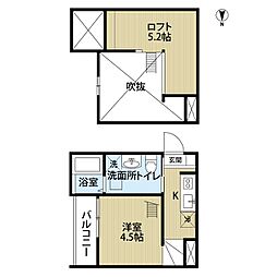 ALEX本陣 1Kの間取図画像