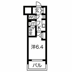 メイクス鶴舞2 1Kの間取図画像