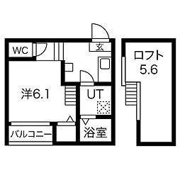 グランビル上小田井 1Kの間取図画像