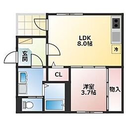 ハーモニーテラス松葉町4 1LDKの間取図画像