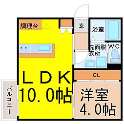 フローネル六番町 1LDKの間取図画像