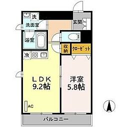 ロータス亀島 1LDKの間取図画像