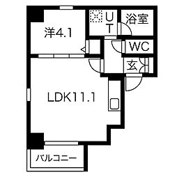 BELLEROUGE名駅西 1LDKの間取図画像