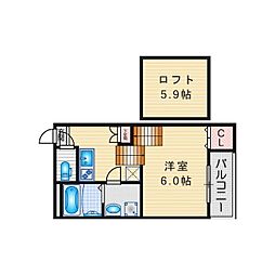 プランドールレガリア 1Kの間取図画像