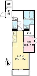 コムジュスイ 1LDKの間取図画像