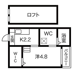 ブランノワール本陣N棟 1SKの間取図画像