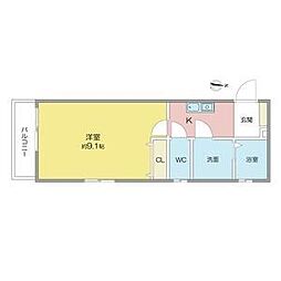 グラン・シャリオ日比野 1Kの間取図画像