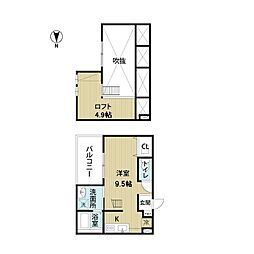 Forte2 1Kの間取図画像