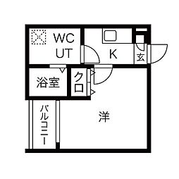 メイクスR高畑 1Kの間取図画像