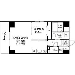 名古屋市営名城線 矢場町駅 徒歩8分の賃貸マンション 2階1LDKの間取り