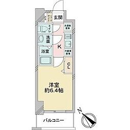 名古屋市営鶴舞線 鶴舞駅 徒歩5分の賃貸マンション 15階1Kの間取り