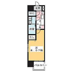 名古屋市営鶴舞線 鶴舞駅 徒歩9分の賃貸マンション 13階1Kの間取り