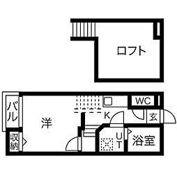 名鉄名古屋本線 東枇杷島駅 徒歩8分の賃貸アパート 1階1SKの間取り