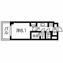 名古屋市営鶴舞線 浅間町駅 徒歩8分の賃貸マンション 15階1Kの間取り