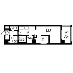 名古屋市営鶴舞線 浅間町駅 徒歩3分の賃貸マンション 5階1LDKの間取り