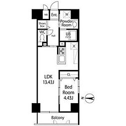 JR東海道本線 尾頭橋駅 徒歩10分の賃貸マンション 14階1LDKの間取り