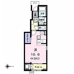 名古屋市営名港線 六番町駅 徒歩11分の賃貸アパート 1階ワンルームの間取り