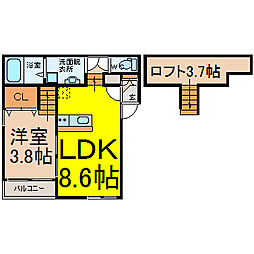 名古屋市営名城線 志賀本通駅 徒歩3分の賃貸アパート 2階1LDKの間取り