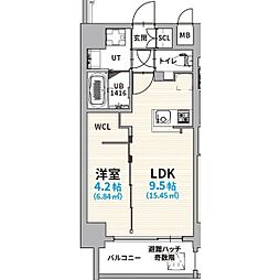 名古屋市営鶴舞線 浄心駅 徒歩5分の賃貸マンション 5階1LDKの間取り