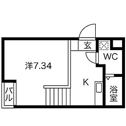 名古屋市営東山線 新栄町駅 徒歩5分の賃貸マンション 2階1Kの間取り