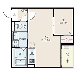 名鉄名古屋本線 東枇杷島駅 徒歩11分の賃貸アパート 2階1LDKの間取り