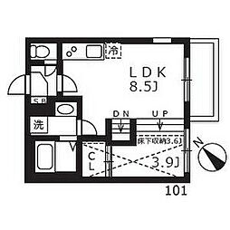 名古屋市営名城線 志賀本通駅 徒歩12分の賃貸アパート 1階1SLDKの間取り