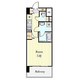 レジデンス東別院スクエア 9階1Kの間取り