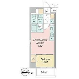 名古屋臨海高速あおなみ線 ささしまライブ駅 徒歩11分の賃貸マンション 9階1LDKの間取り