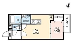 名古屋市営名港線 日比野駅 徒歩10分の賃貸アパート 3階1LDKの間取り