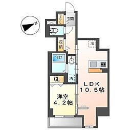 名古屋市営東山線 新栄町駅 徒歩5分の賃貸マンション 7階1LDKの間取り