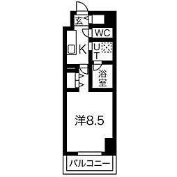 名鉄名古屋本線 名鉄名古屋駅 徒歩12分の賃貸マンション 12階1Kの間取り