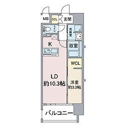 名古屋市営鶴舞線 浅間町駅 徒歩6分の賃貸マンション 4階1LDKの間取り
