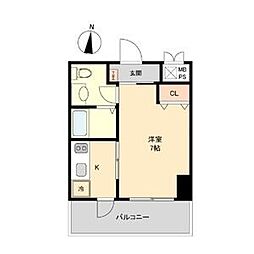 名鉄名古屋本線 山王駅 徒歩6分の賃貸マンション 6階1Kの間取り