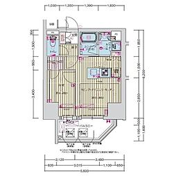 名古屋市営桜通線 丸の内駅 徒歩8分の賃貸マンション 11階1LDKの間取り