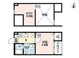 thankful 1Kの間取図画像