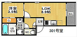 M-COURT5 1LDKの間取図画像