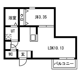 近鉄名古屋線 黄金駅 徒歩4分の賃貸アパート 1階1LDKの間取り