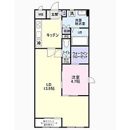 近鉄名古屋線 黄金駅 徒歩4分の賃貸アパート 1階1LDKの間取り