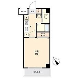 名古屋市営名港線 日比野駅 徒歩3分の賃貸マンション 4階1Kの間取り