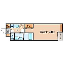 名古屋市営桜通線 太閤通駅 徒歩6分の賃貸マンション 2階1Kの間取り