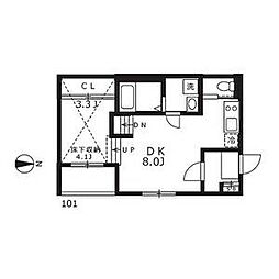 名古屋市営名城線 志賀本通駅 徒歩5分の賃貸アパート 1階1DKの間取り