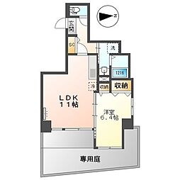 JR東海道本線 金山駅 徒歩6分の賃貸マンション 1階1LDKの間取り