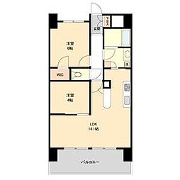 名鉄名古屋本線 山王駅 徒歩4分の賃貸マンション 2階2LDKの間取り