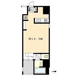 名古屋市営名港線 六番町駅 徒歩1分の賃貸マンション 9階ワンルームの間取り